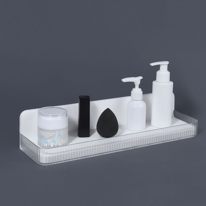 Органайзер для хранения, навесной, 1 секция, с клеевой основой, 35 &times; 10 &times; 7,5 см, цвет полупрозрачный/белый