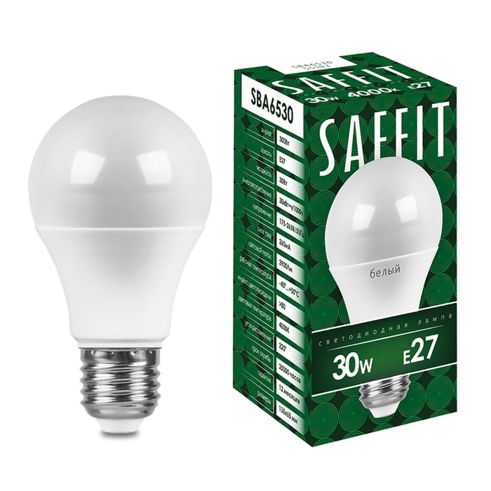 Лампа светодиодная SAFFIT, 30W 230V E27 6400K A65, SBA6530 Лампа светодиодная SAFFIT, 30W 230V E27 6400K A65, SBA6530