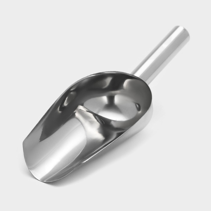 Совок из нержавеющей стали для льда и сыпучих продуктов, 200 мл, 22&times;8 см, цвет хромированный