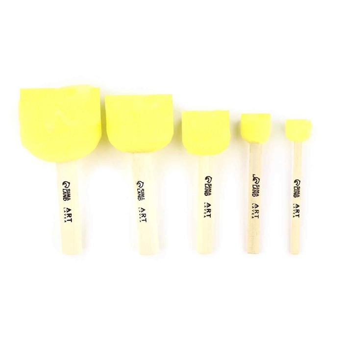 Кисть для рисования спонж набор 5 шт. &laquo;Фрида&raquo; деревянная ручка