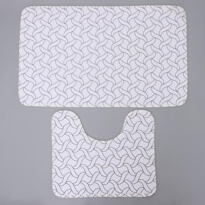 Набор ковриков для ванной и туалета Доляна &laquo;Винель&raquo;, 2 шт: 40&times;50, 50&times;80 см, цвет МИКС