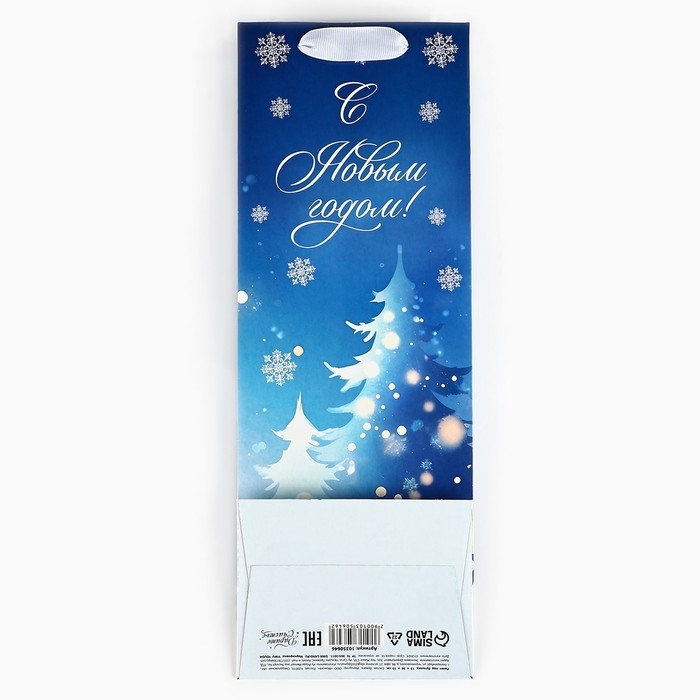 Пакет под бутылку «Новогодняя ночь», ёлки, 13 х 36 х 10 см , Новый год Пакет под бутылку «Новогодняя ночь», ёлки, 13 х 36 х 10 см , Новый год