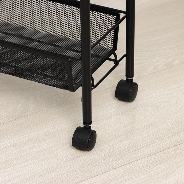 Этажерка на колёсиках &laquo;Ладья 1К&raquo;, 3 яруса, 44&times;17&times;75,5 см, цвет чёрный