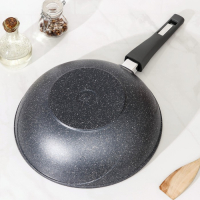 Сковорода «Гранит ВОК», d=28 см, съёмная ручка, стеклянная крышка, антипригарное покрытие, цвет серый Сковорода «Гранит ВОК», d=28 см, съёмная ручка, стеклянная крышка, антипригарное покрытие, цвет серый