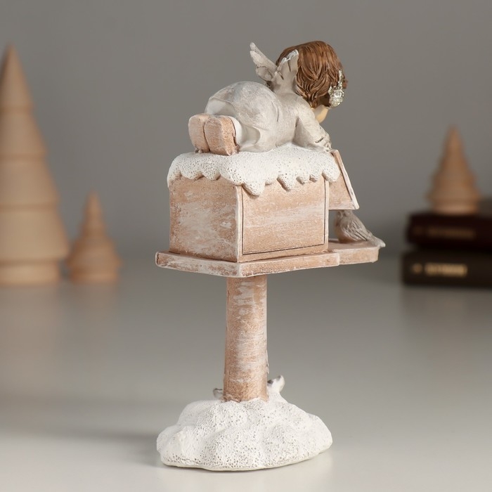 Сувенир полистоун "Любопытный ангелочек на почтовом ящике" 8,5х5х13 см
