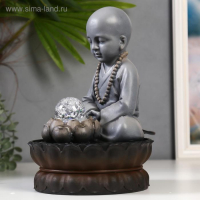 Фонтан настольный полистоун от сети свет "Маленький будда - медитация" 30х20х20 см