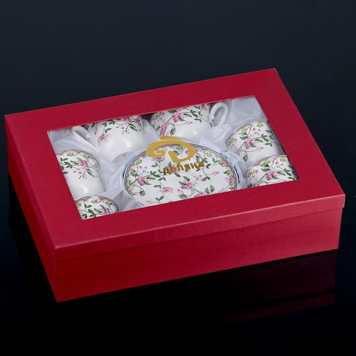 Сервиз фарфоровый чайный Доляна &laquo;Бланко&raquo;, 12 предметов: 6 чашек 220 мл, 6 блюдец d=14 см