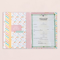 Свидетельство о рождении "Кролик" тиснение, розовый тон, А4 Свидетельство о рождении "Кролик" тиснение, розовый тон, А4