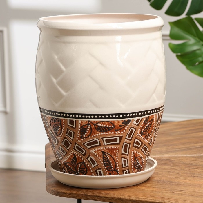 Горшок цветочный "Фикус 2" Мозаика белый микс 12л