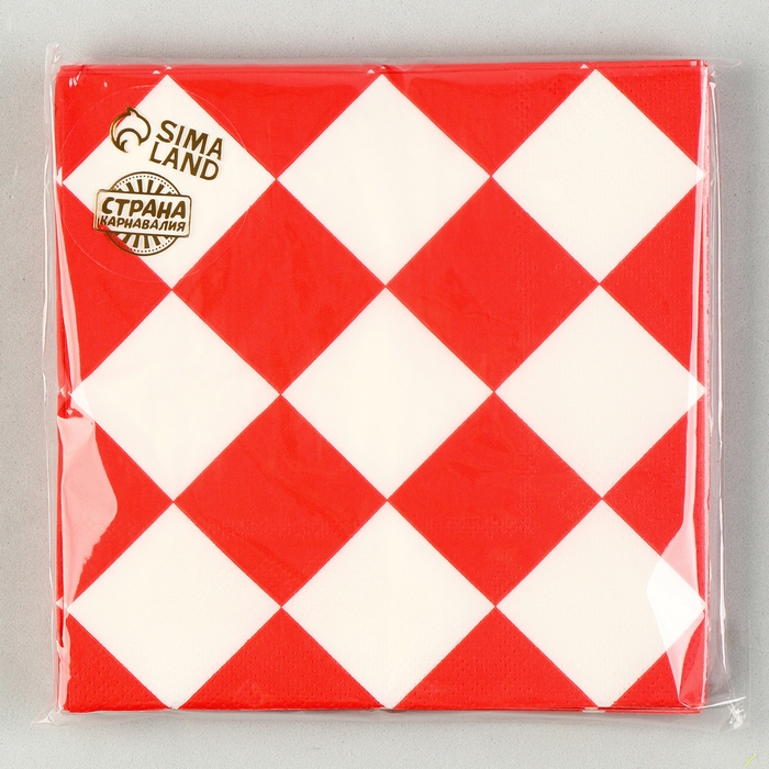 Салфетки бумажные «Красные ромбики» 33х33 см, набор 20 шт. Салфетки бумажные «Красные ромбики» 33х33 см, набор 20 шт.