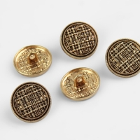 Набор металлических пуговиц на ножке, d = 18 мм, 5 шт, цвет чёрно-золотой Набор металлических пуговиц на ножке, d = 18 мм, 5 шт, цвет чёрно-золотой