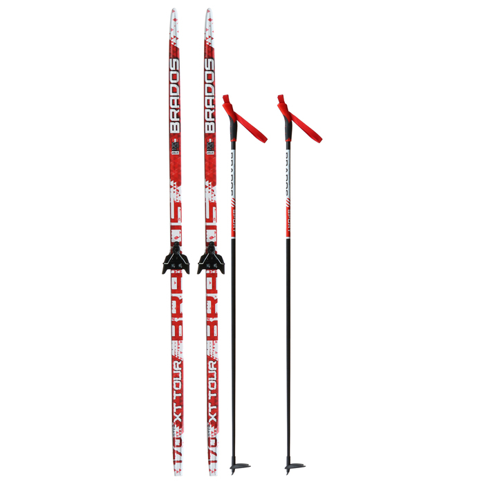 Комплект лыжный: пластиковые лыжи 170 см с насечкой, стеклопластиковые палки 130 см, крепления NN75 мм, цвета МИКС Комплект лыжный: пластиковые лыжи 170 см с насечкой, стеклопластиковые палки 130 см, крепления NN75 мм, цвета МИКС