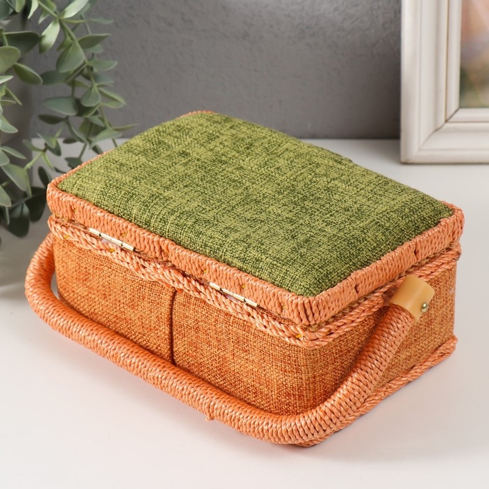 Шкатулка для рукоделия Шкатулка для рукоделия "Зелёно-оранжевая" 18х12х9,5 см