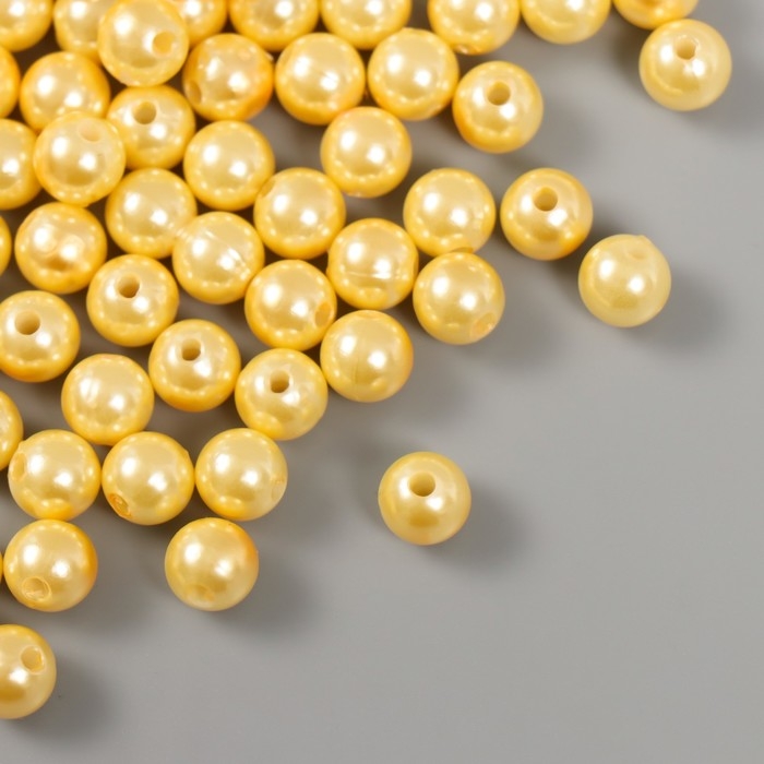Набор бусин "Жемчуг" d 8 мм, 250 гр, светло-жёлтый