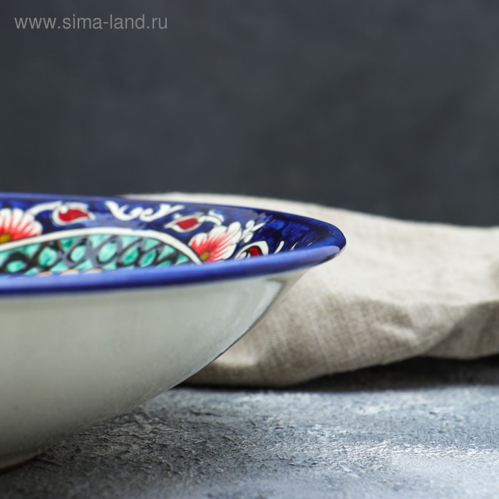 Ляган Риштанская Керамика Ляган Риштанская Керамика "Узоры", 33 см, глубокий, синий