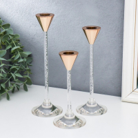 Подсвечник металл, акрил "Ундина" набор 3 шт 7х7х15, 7х7х18, 7х7х21,5 см Подсвечник металл, акрил "Ундина" набор 3 шт 7х7х15, 7х7х18, 7х7х21,5 см