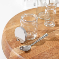 Набор для специй из стекла на подставке &laquo;Эксклюзив&raquo;, 5 предметов: солонка, перечница, 2 соусника, сахарница с ложкой, на подставке