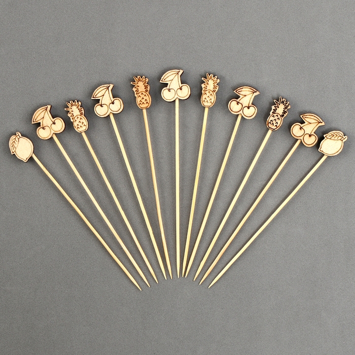 Шпажки деревянные &laquo;Фрукты&raquo;, 11 см, набор 12 шт.