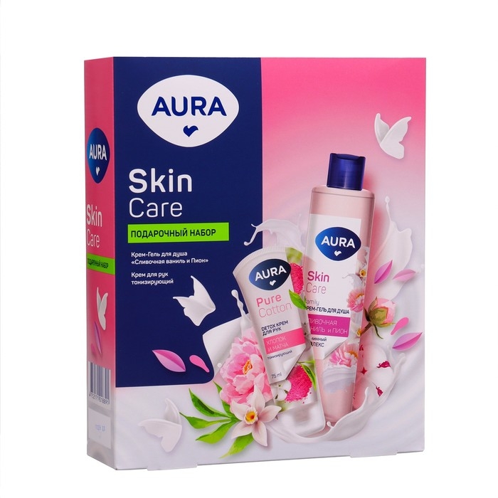 Подарочный набор косметики AURA Подарочный набор косметики AURA "Сливочная ваниль и пион"крем-гель для душа, 250 мл + крем для рук,75 мл