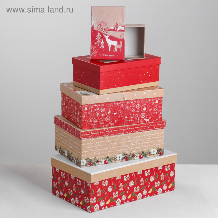 Набор коробок 10 в 1 &laquo;Уютный&raquo;, 12 х 7 х 4 ‒ 32.5 х 20 х 12.5 см, Новый год