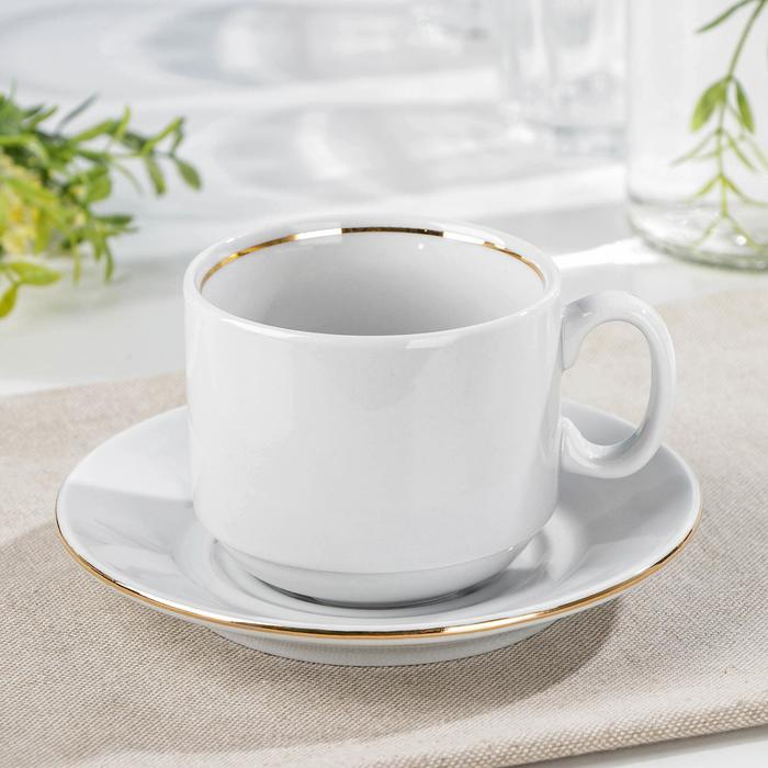 Чайная пара фарфоровая &laquo;Мокко&raquo;, 220 мл, блюдце d=14 см