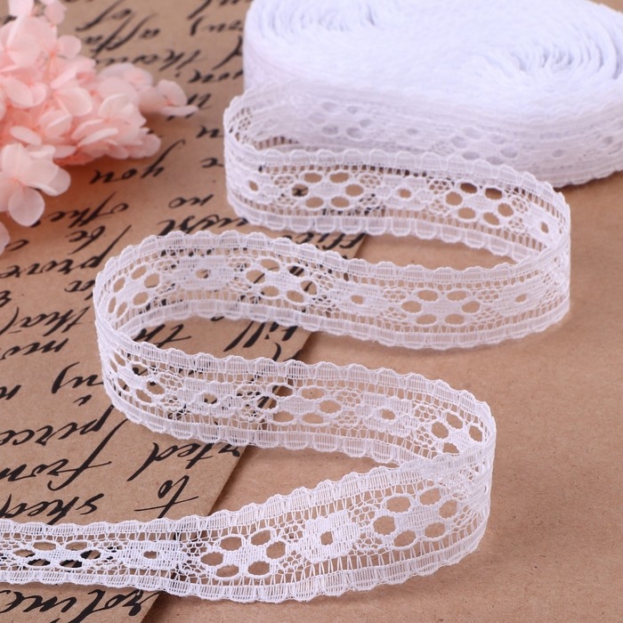 Кружево капроновое, 22 мм × 10 ± 1 м, цвет белый Кружево капроновое, 22 мм × 10 ± 1 м, цвет белый