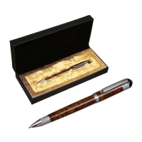 Ручка подарочная, шариковая "Вензура" в кожзам футляре, поворотная, корпус мрамор с серебром Ручка подарочная, шариковая "Вензура" в кожзам футляре, поворотная, корпус мрамор с серебром