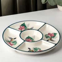 Менажница 5 ячеек Доляна &laquo;Тропики&raquo;, d=26 см, цвет белый