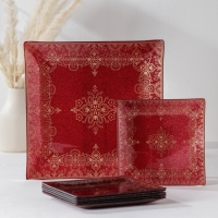 Набор столовый &laquo;Орнамент&raquo;, 7 предметов: 30&times;30 см - 1 шт, 18&times;18 см - 6 шт, цвет красный