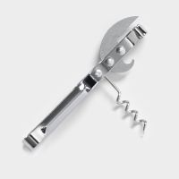 Открывашка - штопор Доляна &laquo;Помощник&raquo;, 14 см, цвет серебристый