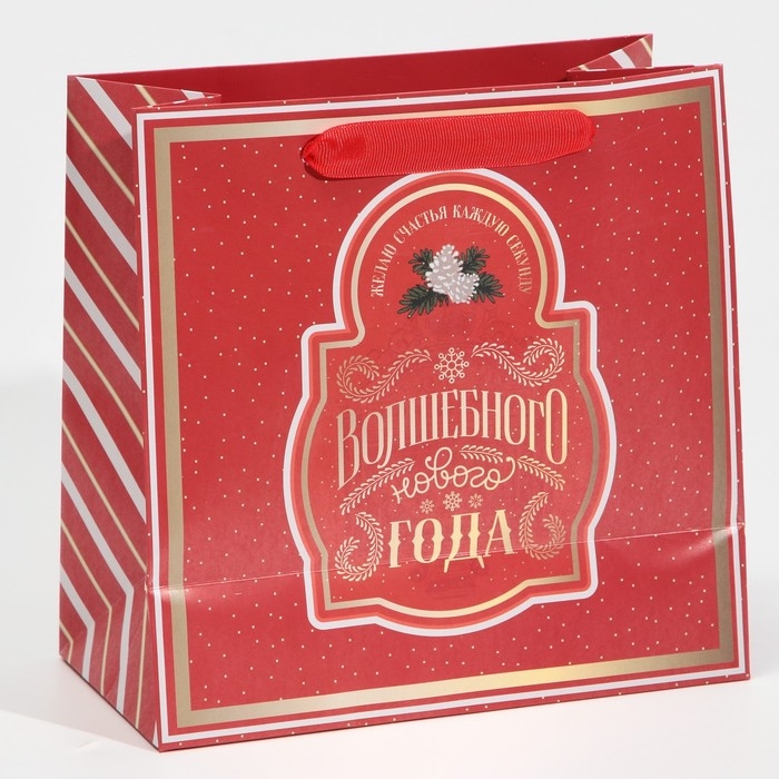 Пакет подарочный новогодний ламинированный квадратный &laquo;Вера в чудеса&raquo;, 22 х 22 х 11 см, Новый год