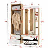 Прихожая Домино, 1500х350х2116, Крафт Золотой/Бетон