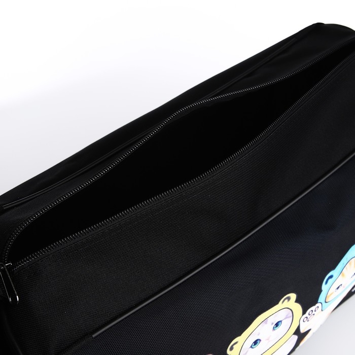 Сумка детская спортивная для девочки &laquo;Котята в шапках&raquo;, 40х24х21, отд на молнии, чёрный