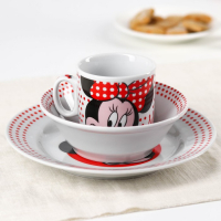 Набор посуды, 3 предмета: тарелка Ø 16,5 см, миска Ø 14 см, кружка 250 мл, "Минни", Минни Маус Набор посуды, 3 предмета: тарелка Ø 16,5 см, миска Ø 14 см, кружка 250 мл, "Минни", Минни Маус