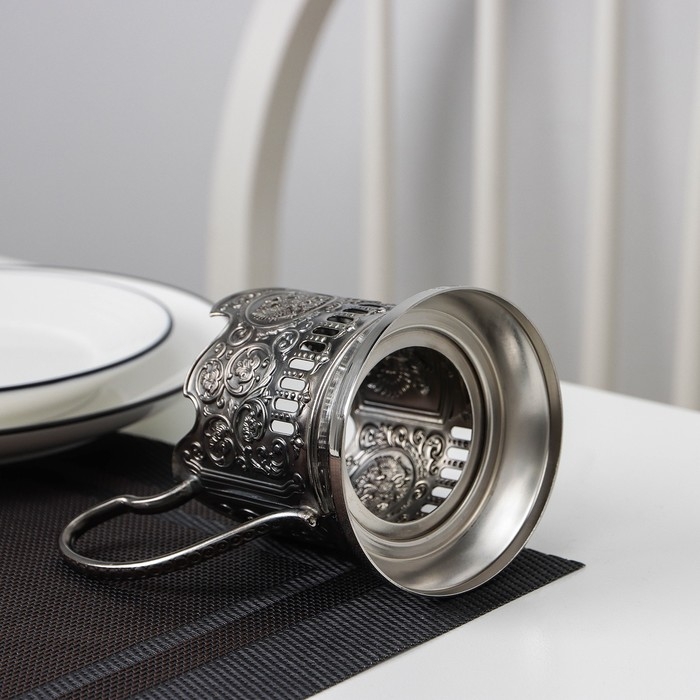 Подстаканник &laquo;Герб РФ&raquo;, стакан d=6,1 см, никелированный, с чернением