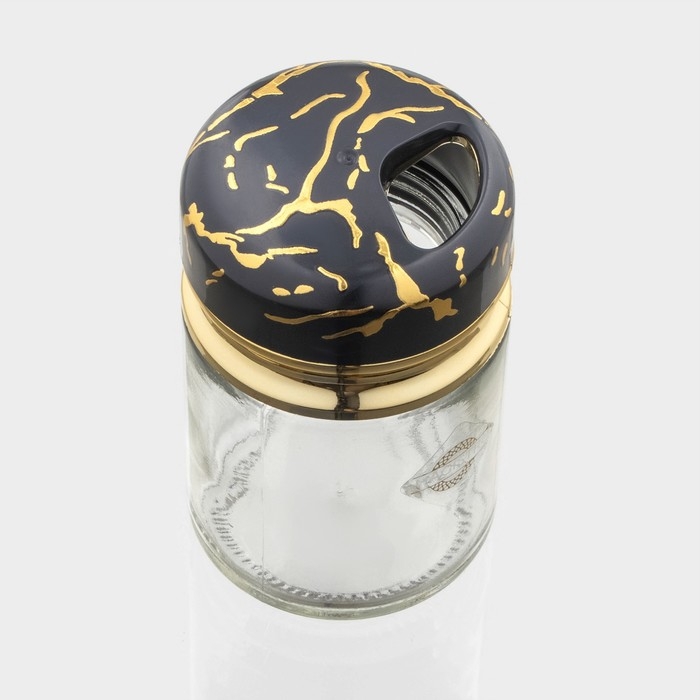 Солонка стеклянная Magistro &laquo;Чёрный мрамор&raquo;, 150 мл, 5,5&times;9,5 см