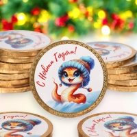 Новый год. Шоколадная медаль "С годом Змеи", 25 г Новый год. Шоколадная медаль "С годом Змеи", 25 г