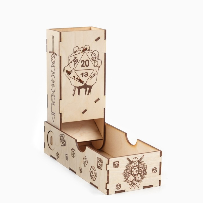 Башня для кубиков, игральных костей, дайсов Башня для кубиков, игральных костей, дайсов "20", для настольных игр, днд, 20 х 8.5 х 5 см