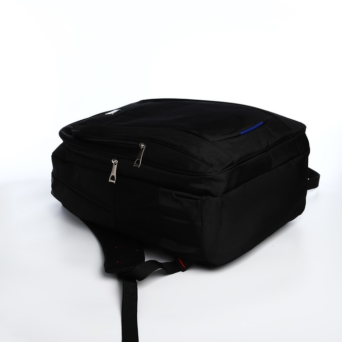 Рюкзак молодёжный на молниях, 4 наружных кармана, цвет чёрный/синий/серый Рюкзак молодёжный на молниях, 4 наружных кармана, цвет чёрный/синий/серый