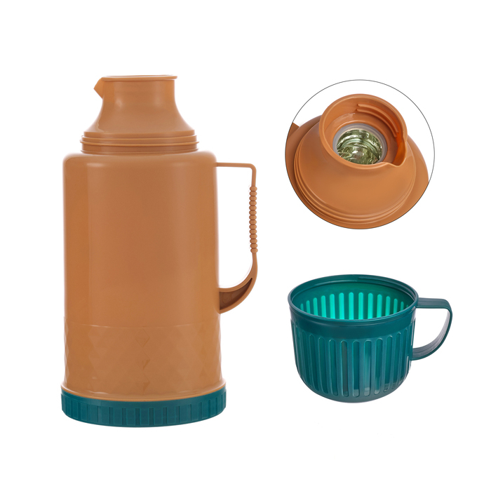 Термос 1.2 л, со стеклянной колбой, сохраняет тепло 18 ч, 15 х 28 см, коричневый Термос 1.2 л, со стеклянной колбой, сохраняет тепло 18 ч, 15 х 28 см, коричневый