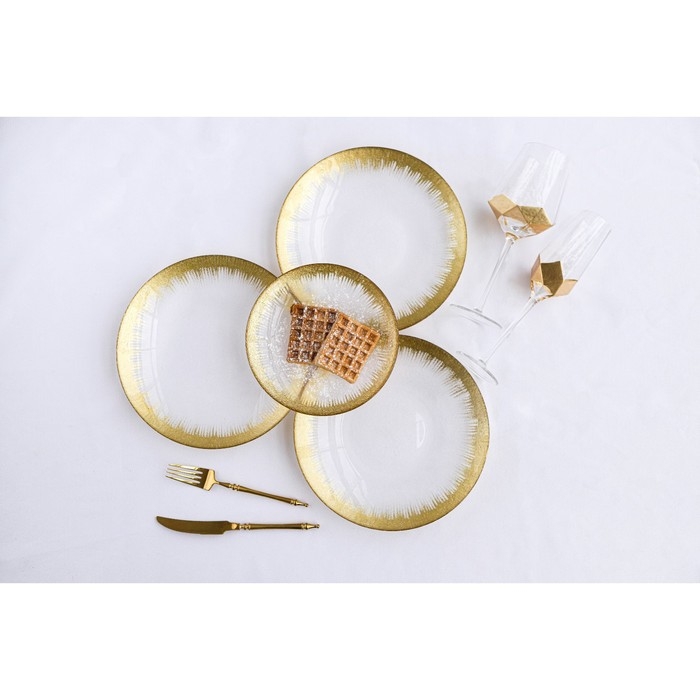 Тарелка стеклянная &laquo;Бурлеск&raquo;, d=27 см, цвет золотой