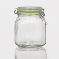 Банка стеклянная для сыпучих продуктов с бугельным замком &laquo;Радуга&raquo;, 900 мл, 12&times;11&times;15 см, цвет МИКС