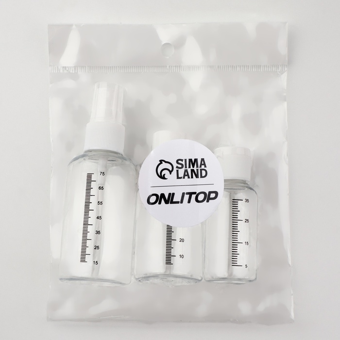 Набор для хранения, 3 предмета, со шкалой деления, цвет белый/прозрачный Набор для хранения, 3 предмета, со шкалой деления, цвет белый/прозрачный