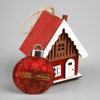 Подвеска световая "Красный домик", 9.5х5.5х10 см, 1 LED, AG10x3 (в компл.), свечение тёплое белое Подвеска световая "Красный домик", 9.5х5.5х10 см, 1 LED, AG10x3 (в компл.), свечение тёплое белое