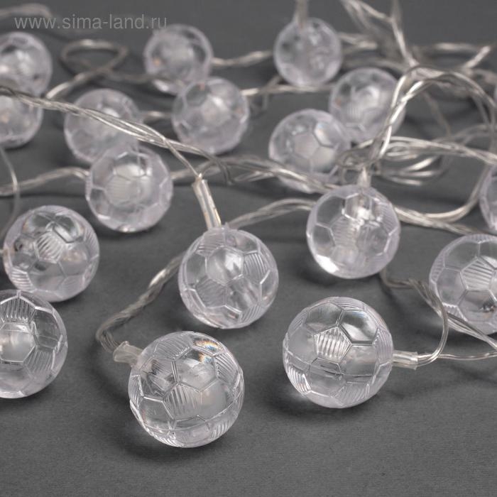 Гирлянда «Нить» 5 м с насадками «Футбольный мяч», IP20, прозрачная нить, 20 LED, свечение мульти (RG/RB), мигание, 220 В Гирлянда «Нить» 5 м с насадками «Футбольный мяч», IP20, прозрачная нить, 20 LED, свечение мульти (RG/RB), мигание, 220 В