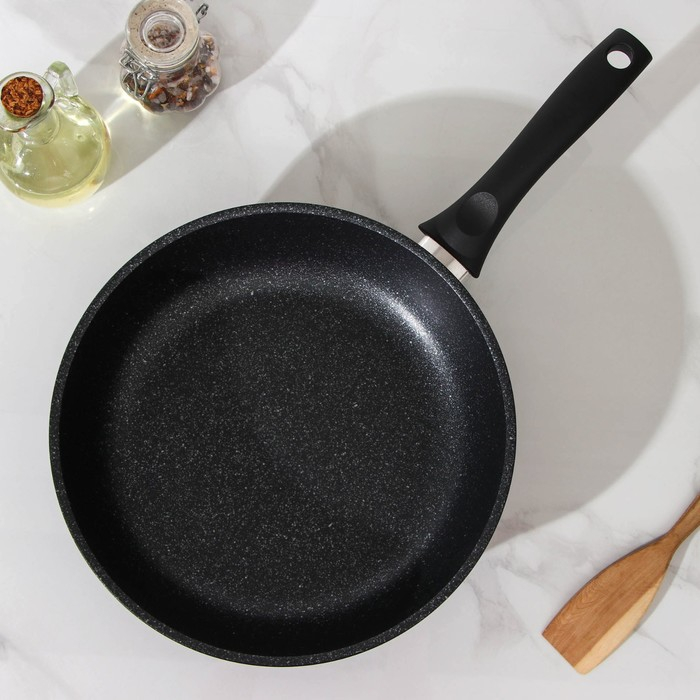 Сковорода, d=26 см, пластиковая ручка, стеклянная крышка, антипригарное покрытие, цвет тёмный мрамор Сковорода, d=26 см, пластиковая ручка, стеклянная крышка, антипригарное покрытие, цвет тёмный мрамор