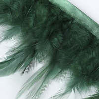 Тесьма с перьями петуха, 10-15 см, 5 &plusmn; 0,5 м, цвет изумрудный