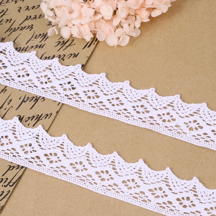 Кружево вязаное, 40 мм &times; 10 &plusmn; 1 м, цвет белый