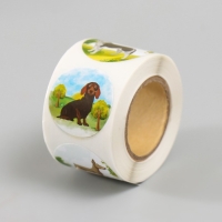 Наклейка бумага "Пёсики" d=2,5 см 252 шт в рулоне Наклейка бумага "Пёсики" d=2,5 см 252 шт в рулоне