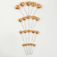Набор топперов &laquo;Сердечки&raquo;, 12 см, цвет золото